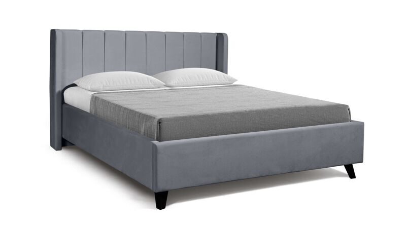 Кровать Виола 140х200 (микровелюр серый)